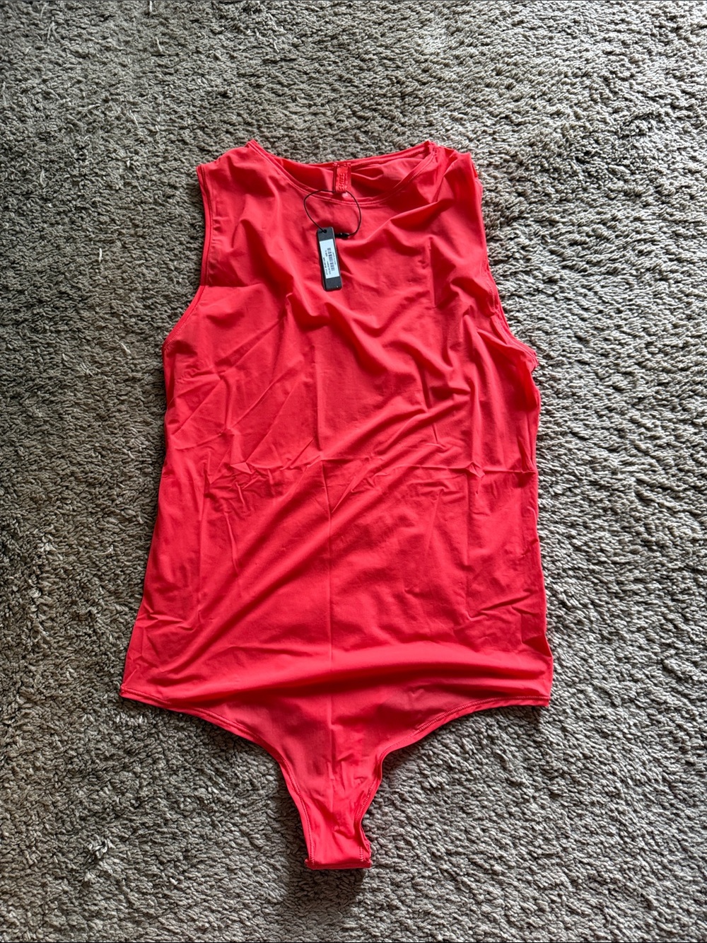 SKIMS Poppy Red Sleeveless Bodysuit with High Neck